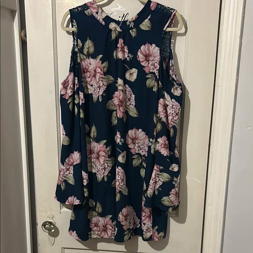 Xhilaration Blue and Pink Floral Tunic Dress